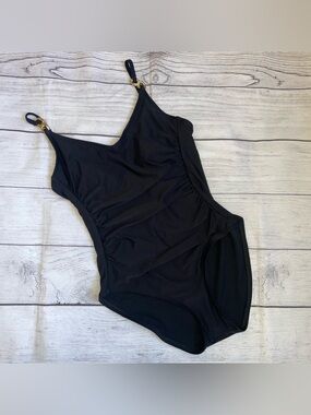 Michael Kors Black One-Piece Swimsuit with Gold Hardware
